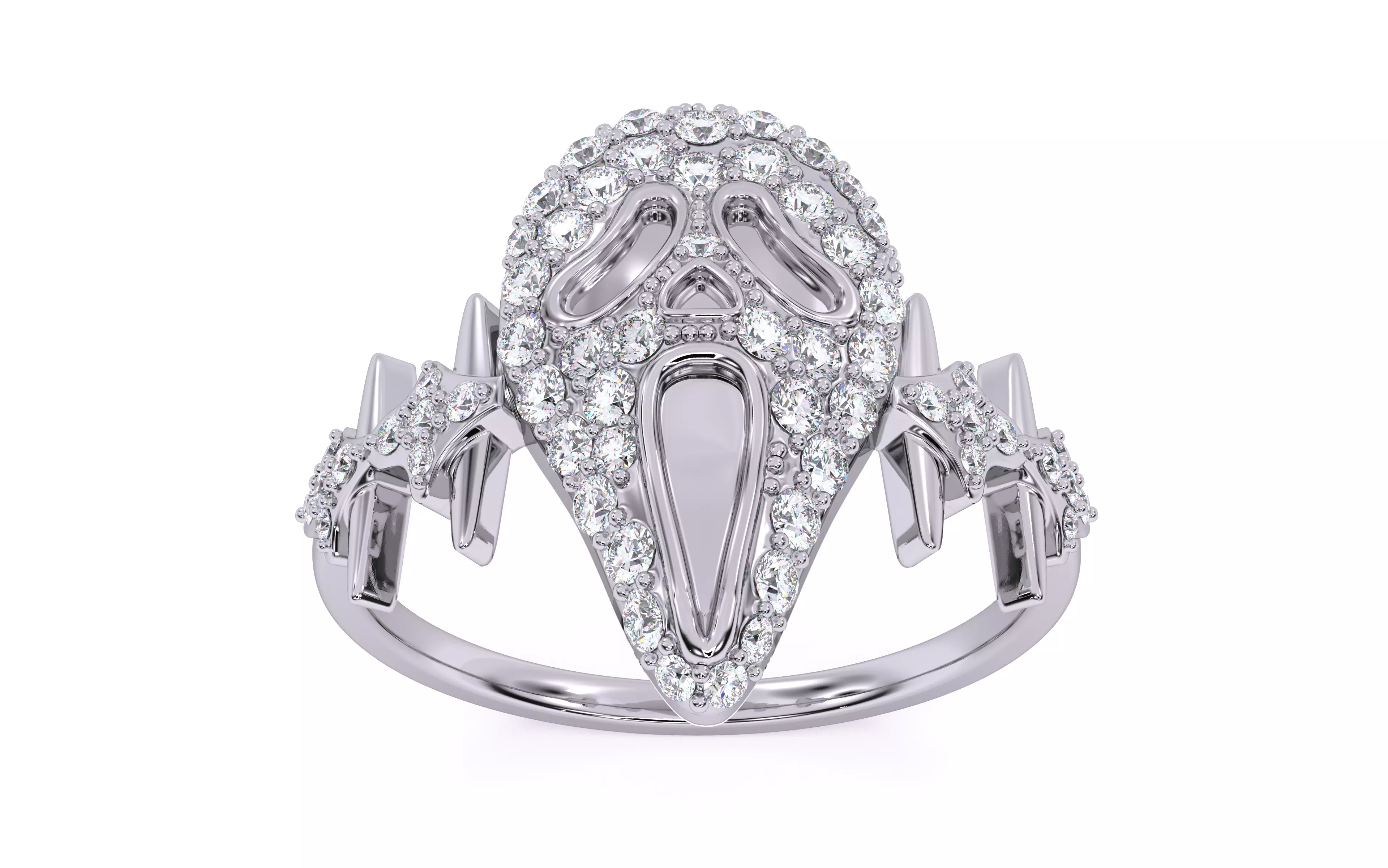 Ghost Scream Ring 3dm stl renders details 3D print model_3