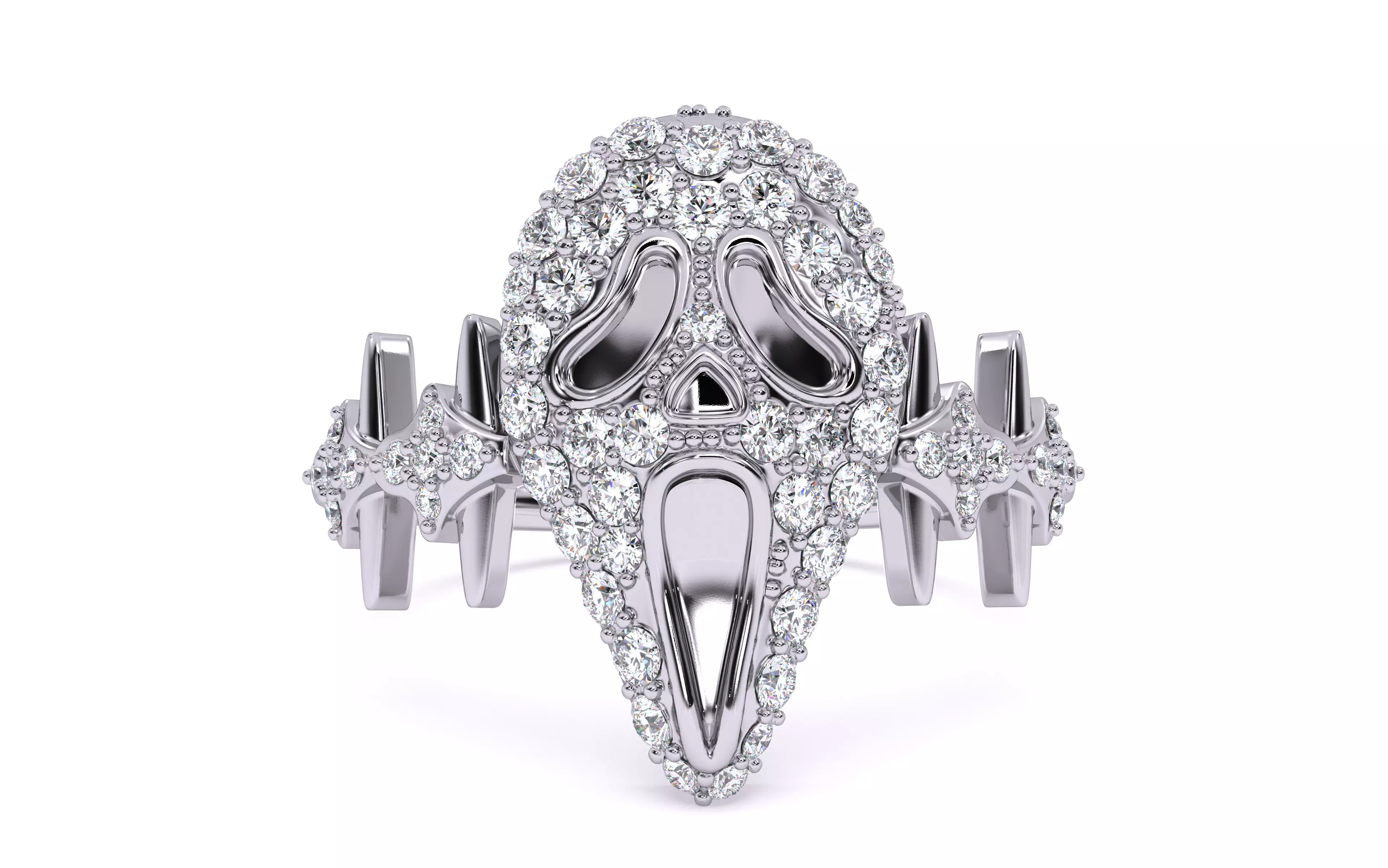 Ghost Scream Ring 3dm stl renders details 3D print model_27