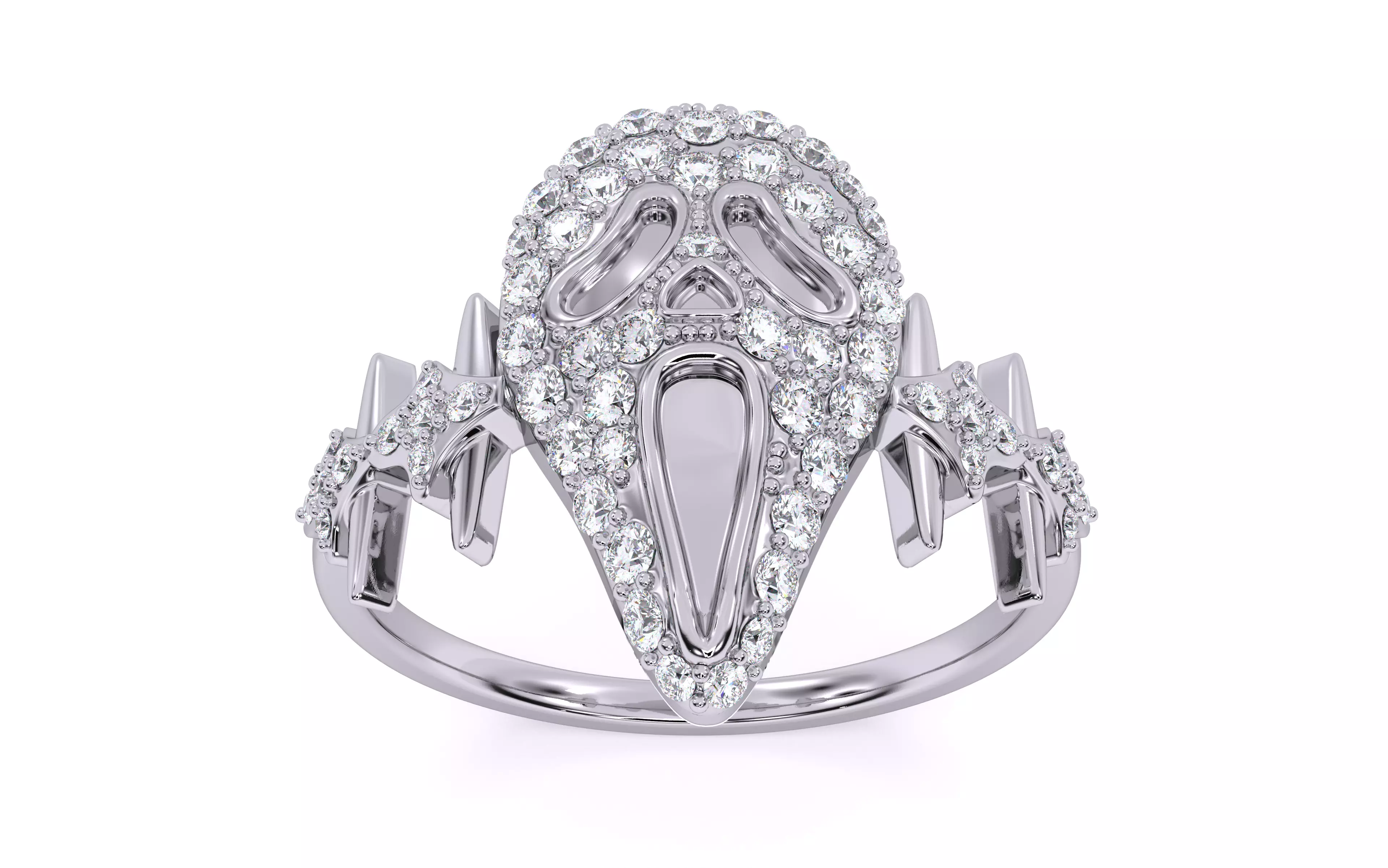 Ghost Scream Ring 3dm stl renders details 3D print model_5