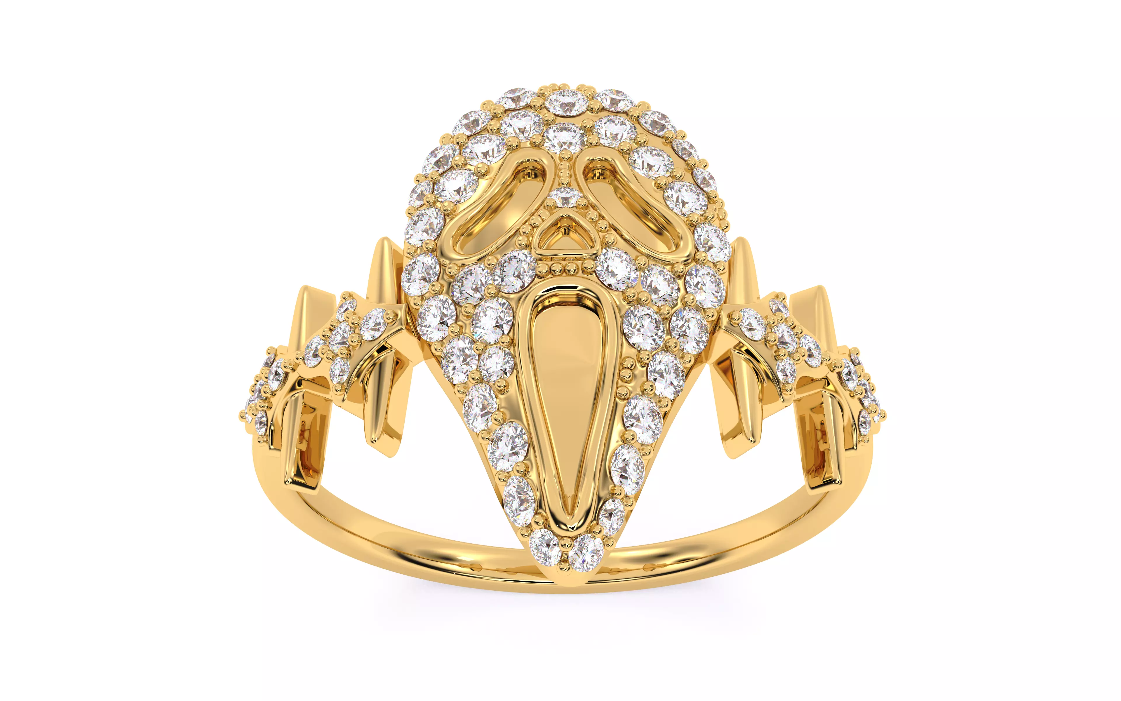 Ghost Scream Ring 3dm stl renders details 3D print model_2