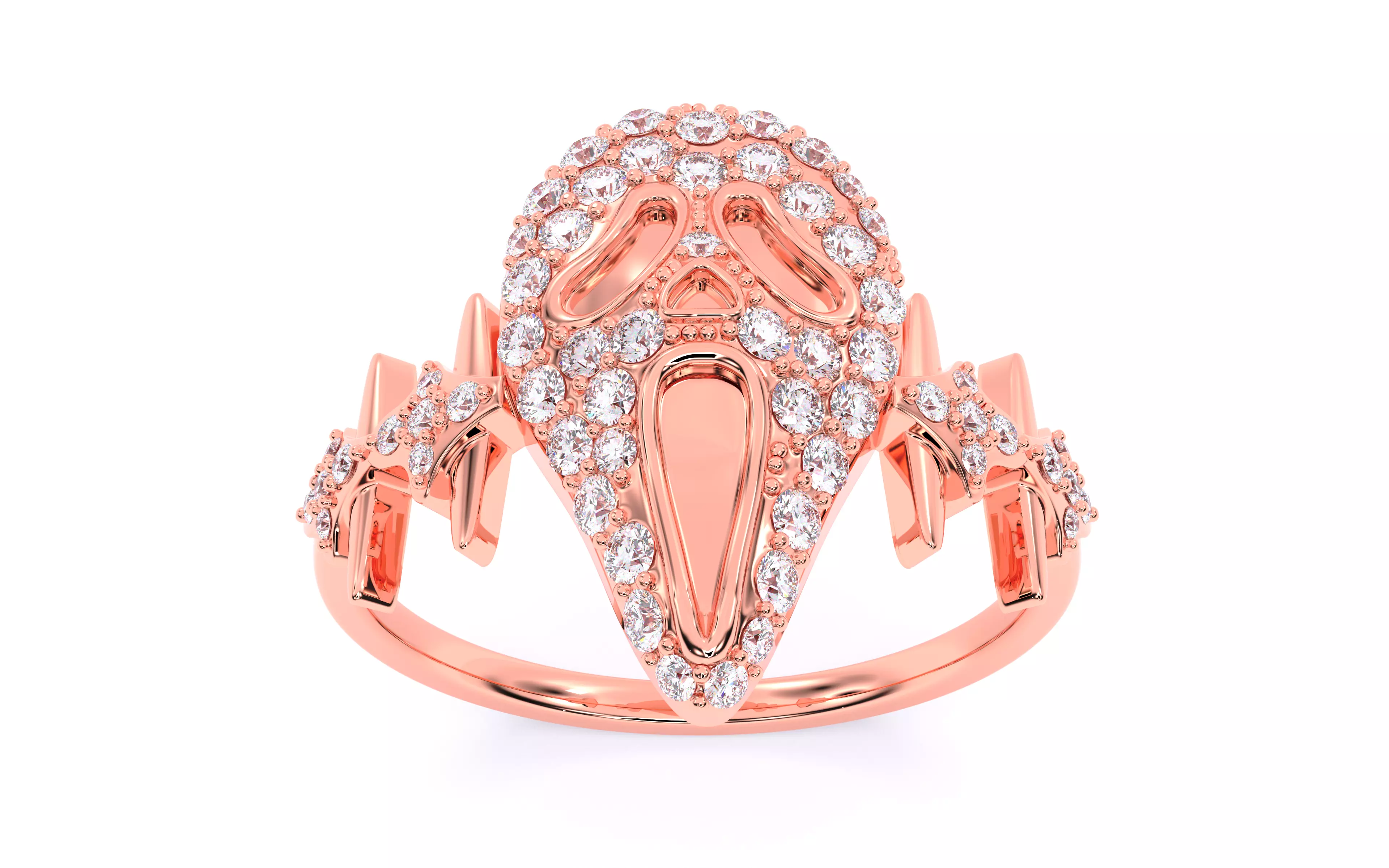 Ghost Scream Ring 3dm stl renders details 3D print model_4