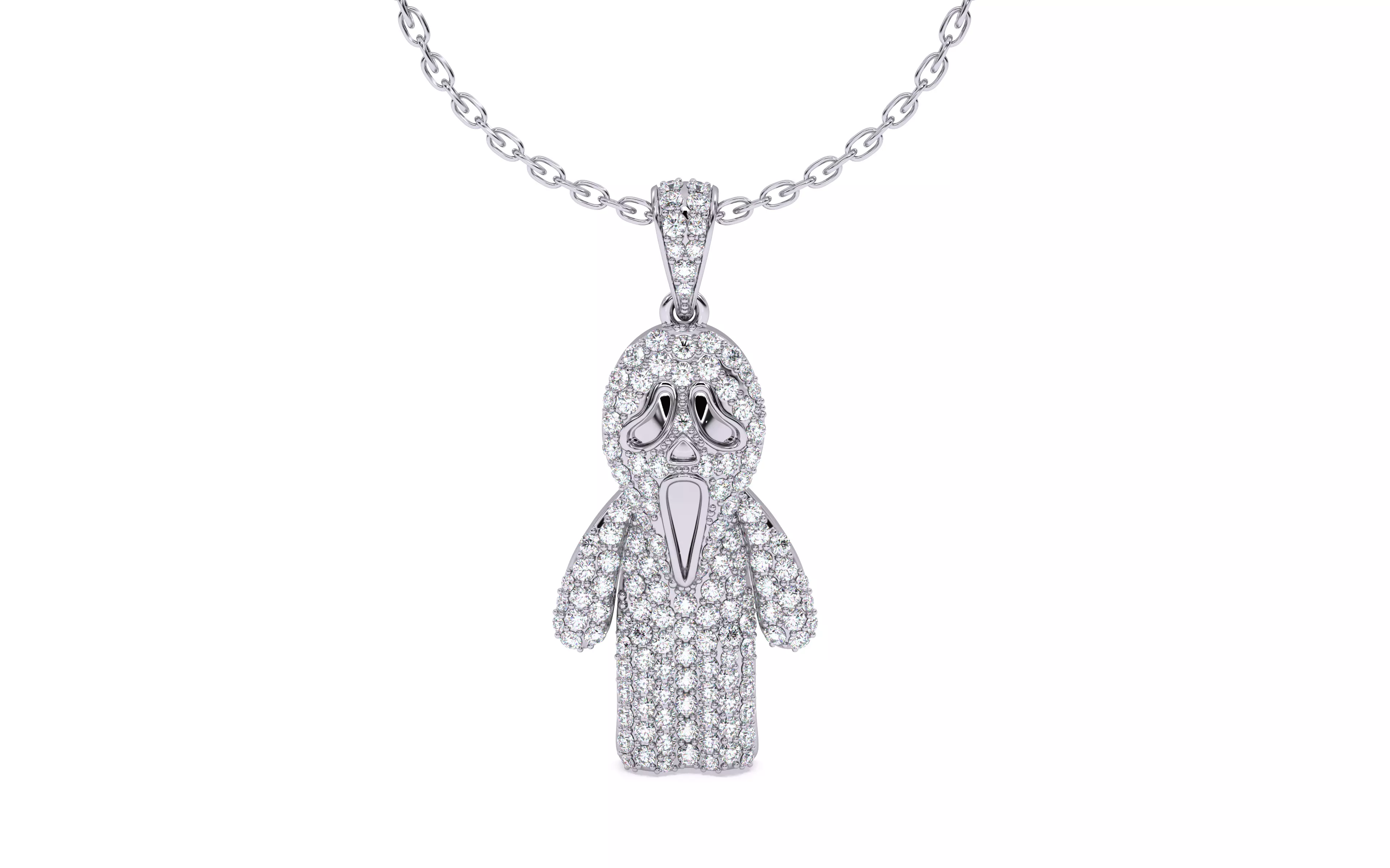 Ghost Scream Pendant 3dm stl renders details 3D print model_1