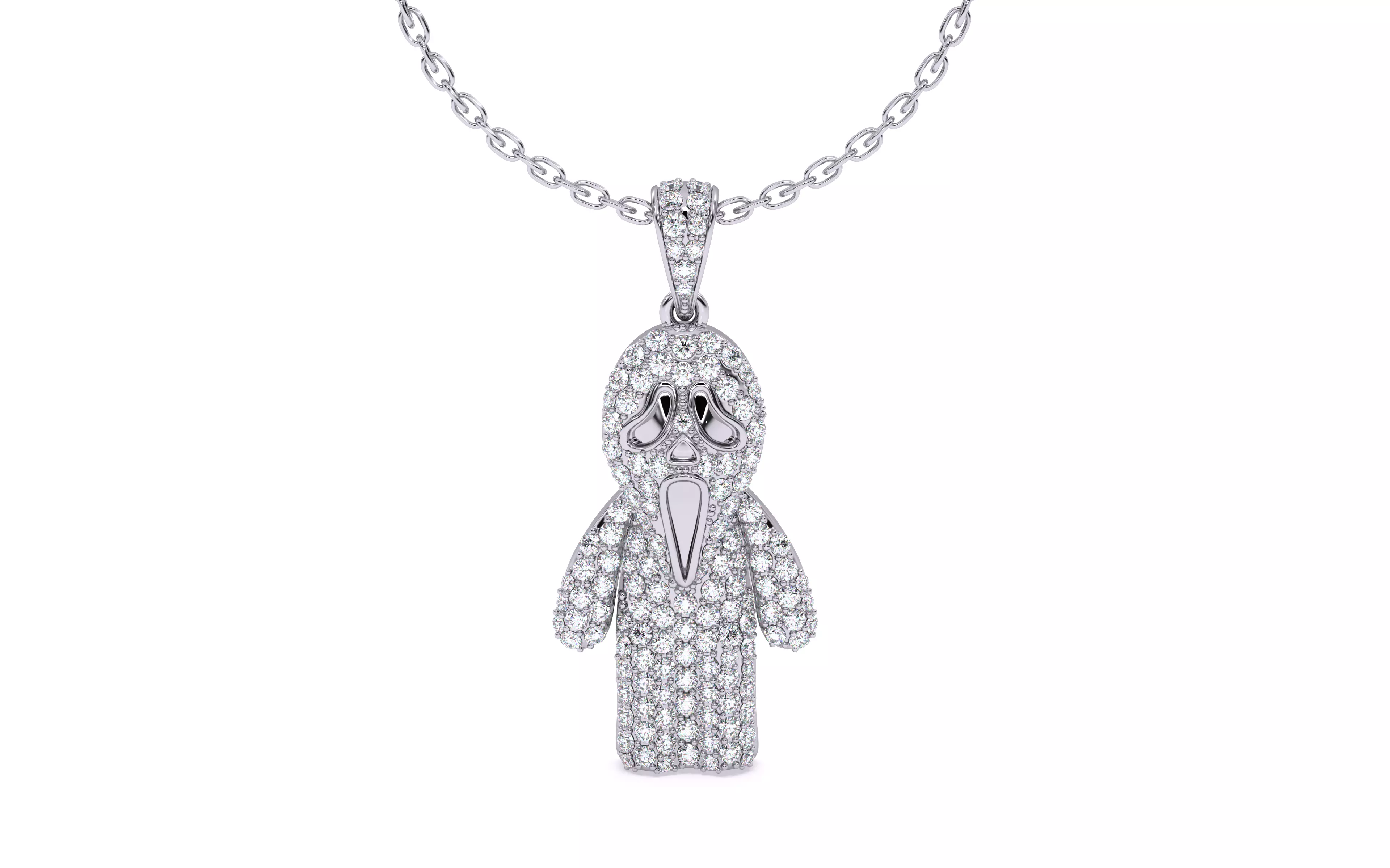 Ghost Scream Pendant 3dm stl renders details 3D print model_22