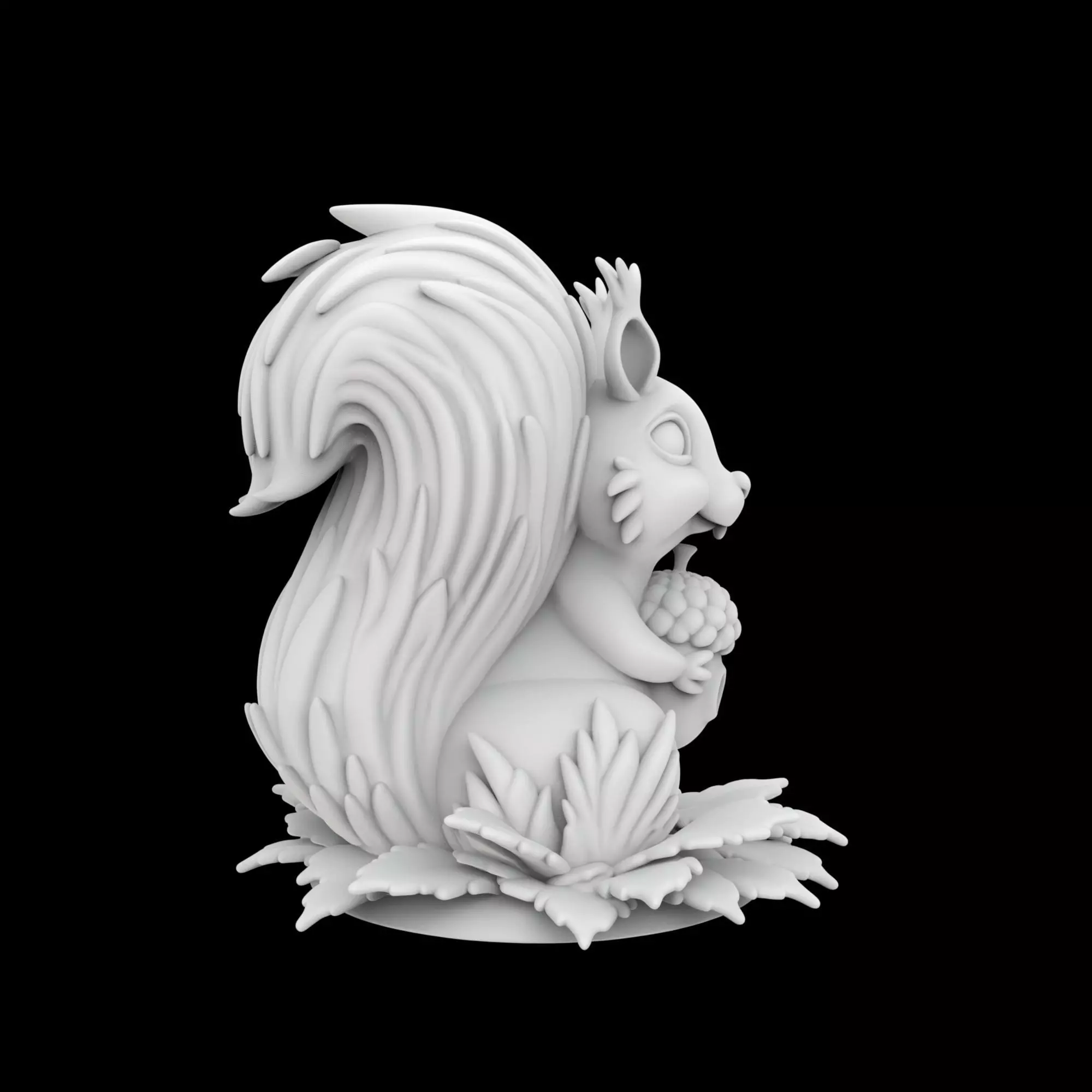 Stylized Squirrel with Leaves and Acorn 3D Print Model 3D print model_5