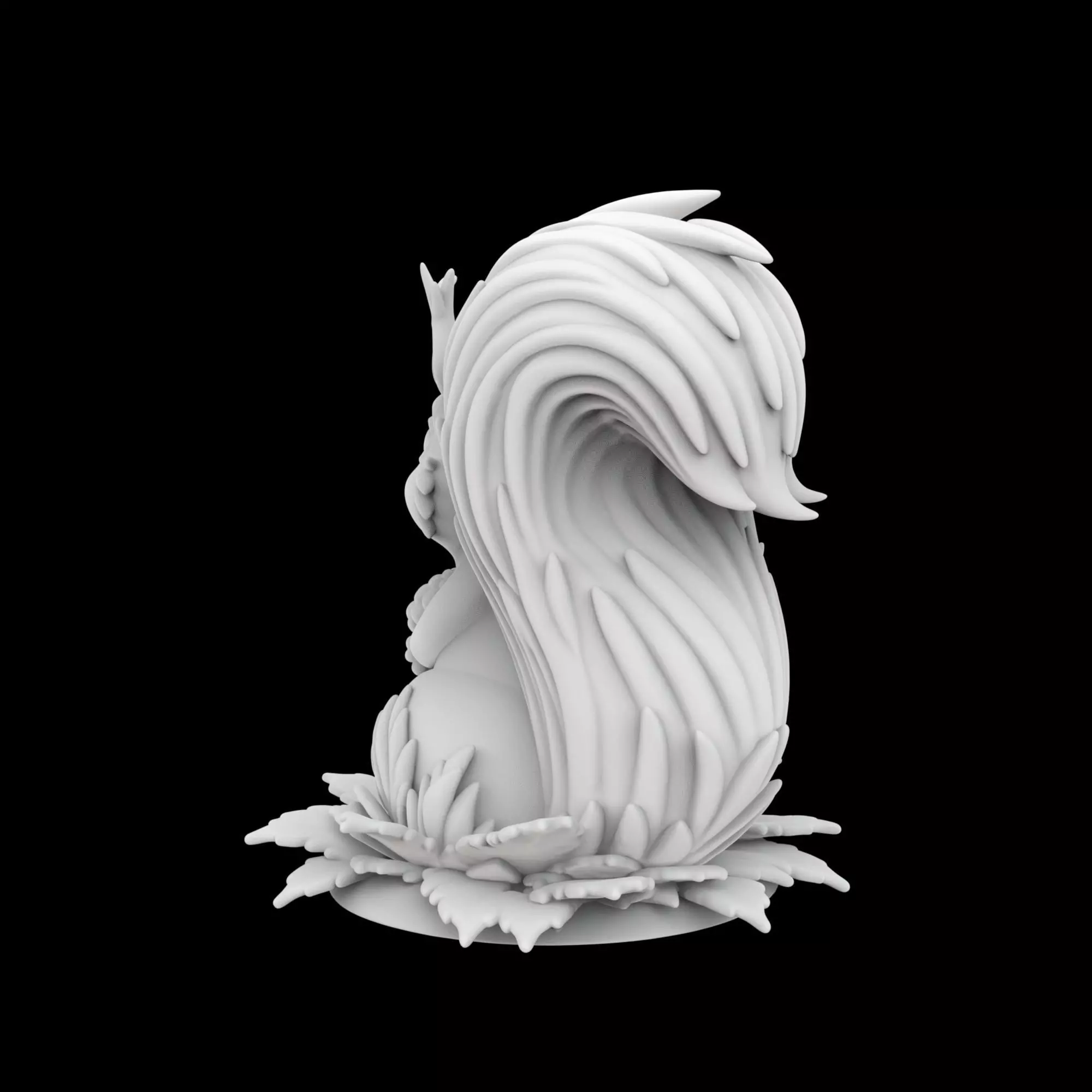Stylized Squirrel with Leaves and Acorn 3D Print Model 3D print model_3