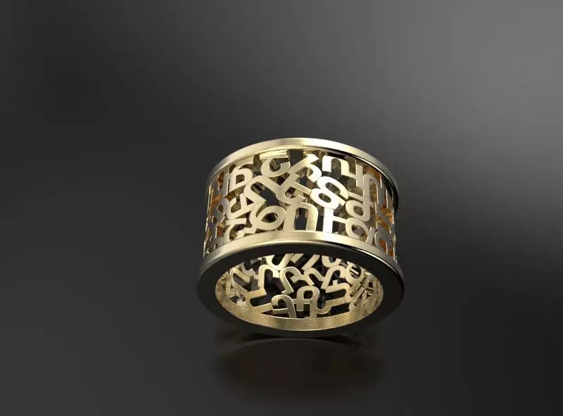 Ring Armenian letters 3D print model_4