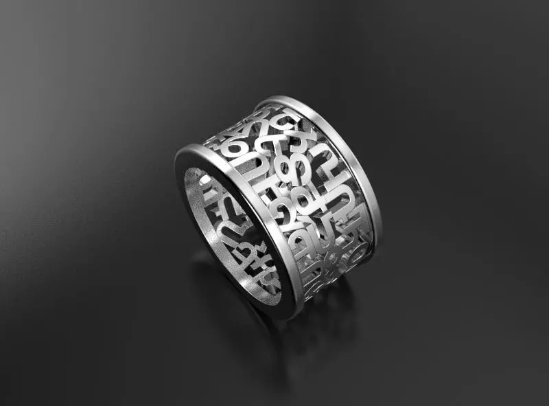 Ring Armenian letters 3D print model_1