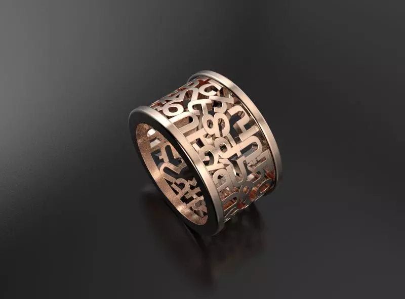 Ring Armenian letters 3D print model_2