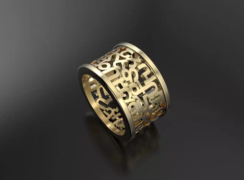 Ring Armenian letters 3D print model_0