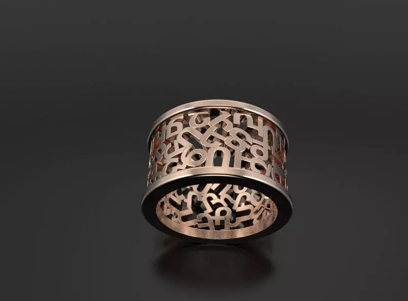 Ring Armenian letters 3D print model_3