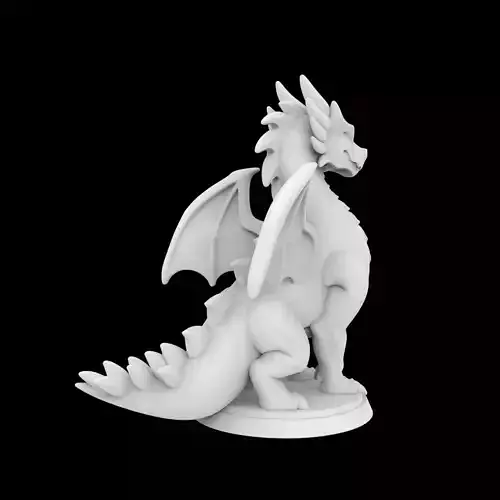 Tabletop Miniature Dragon Statue 3D Print Model