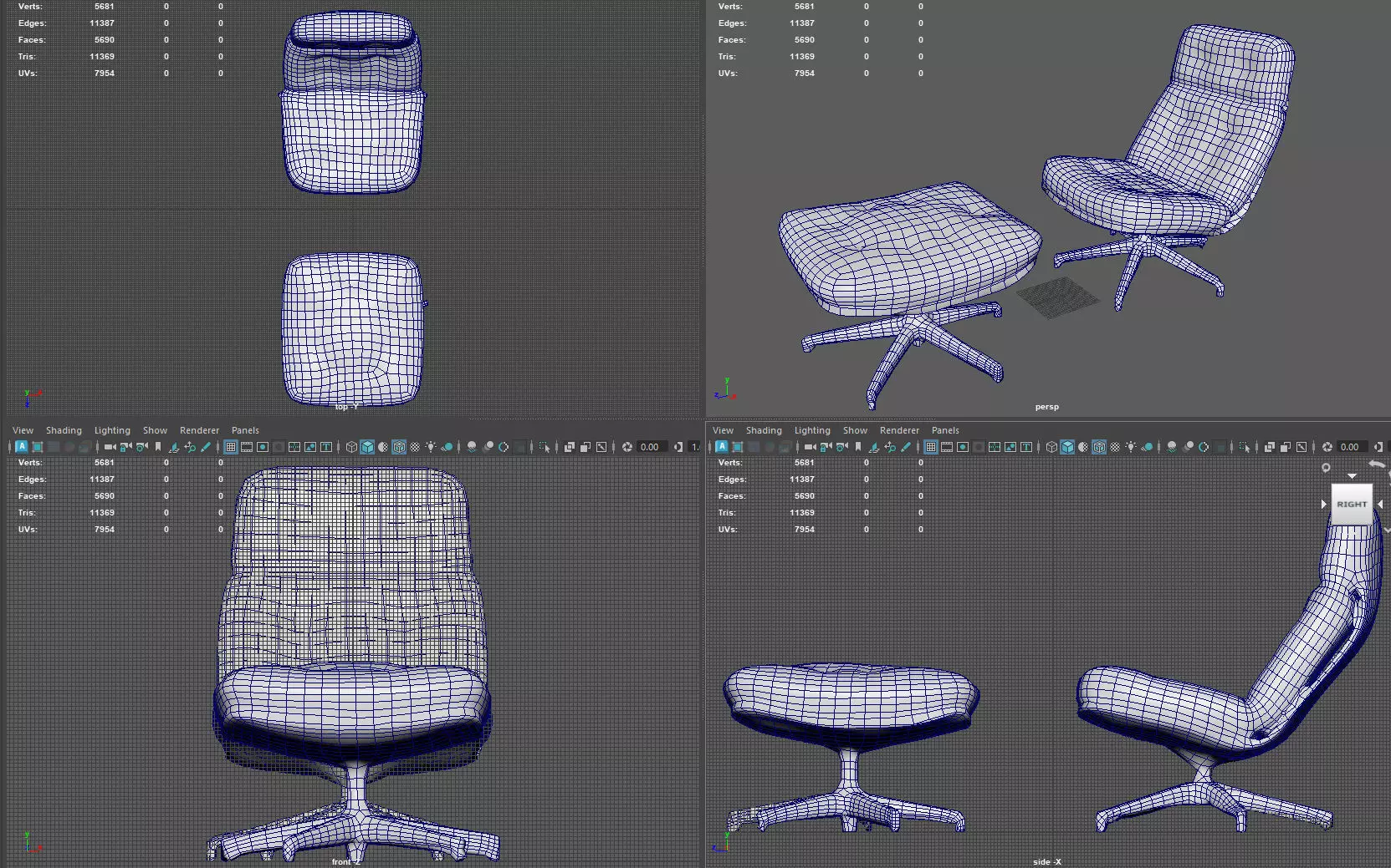 Elysium Luxe Swivel Lounge Ottoman  Low Poly Game Ready PBR  Low-poly 3D model_12