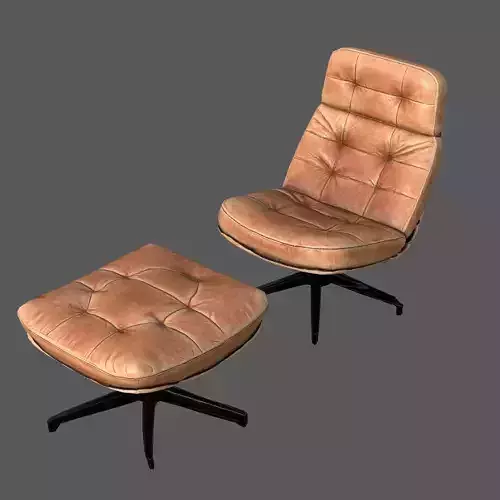 Elysium Luxe Swivel Lounge Ottoman  Low Poly Game Ready PBR  Low-poly 3D model