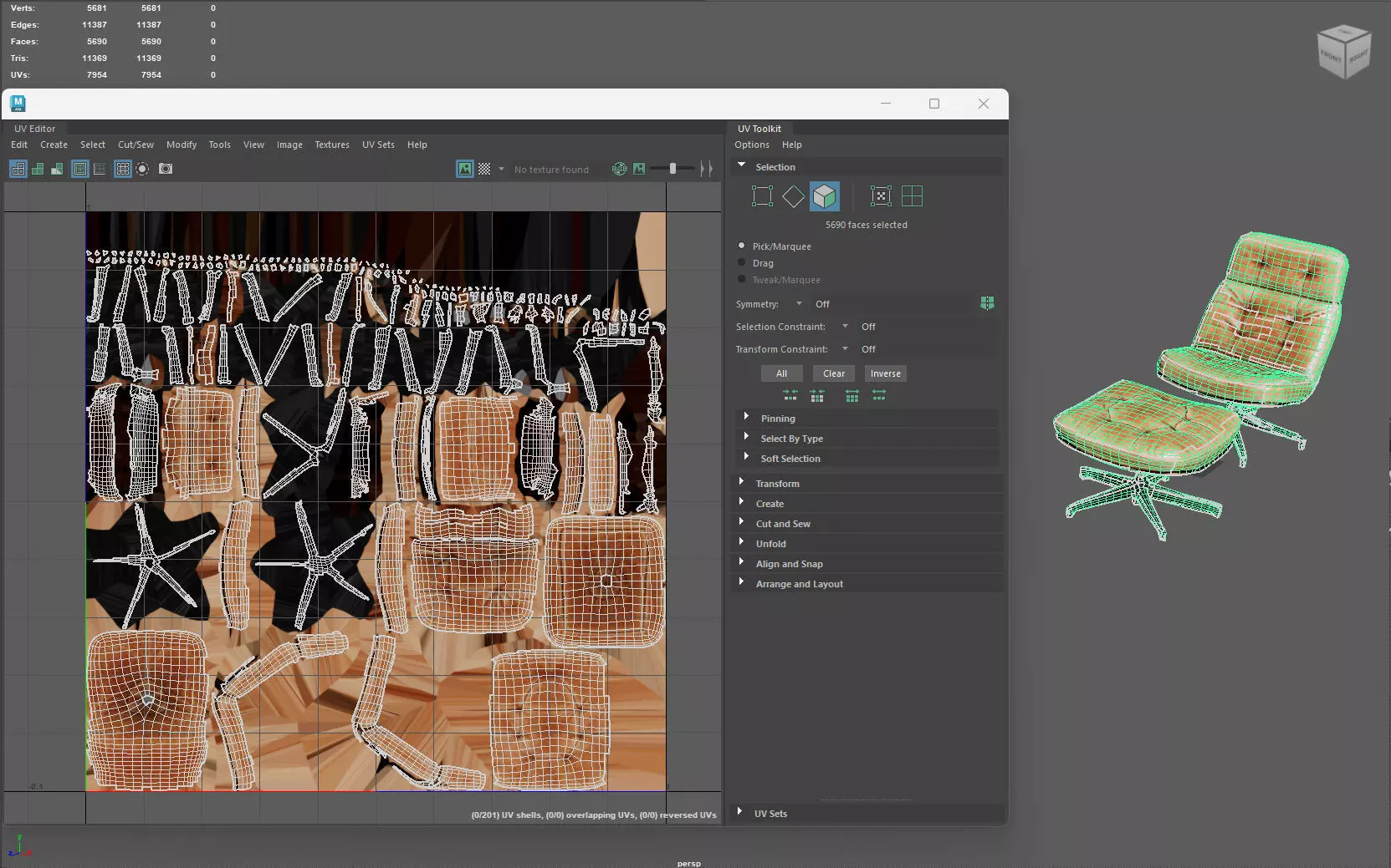 Elysium Luxe Swivel Lounge Ottoman  Low Poly Game Ready PBR  Low-poly 3D model_13