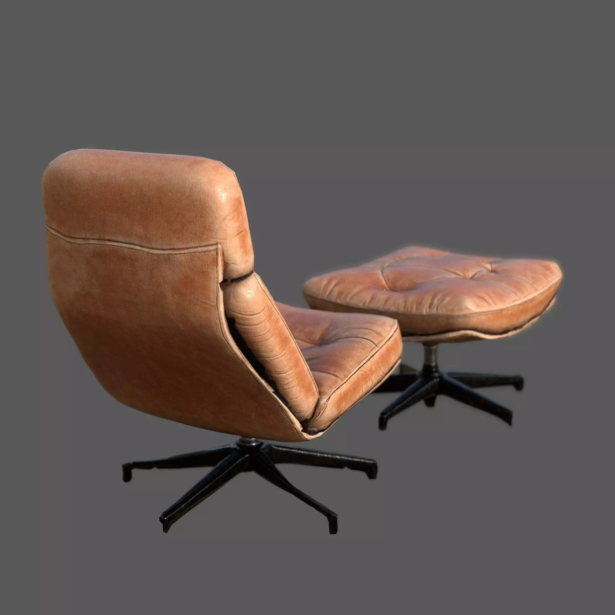 Elysium Luxe Swivel Lounge Ottoman  Low Poly Game Ready PBR  Low-poly 3D model_2