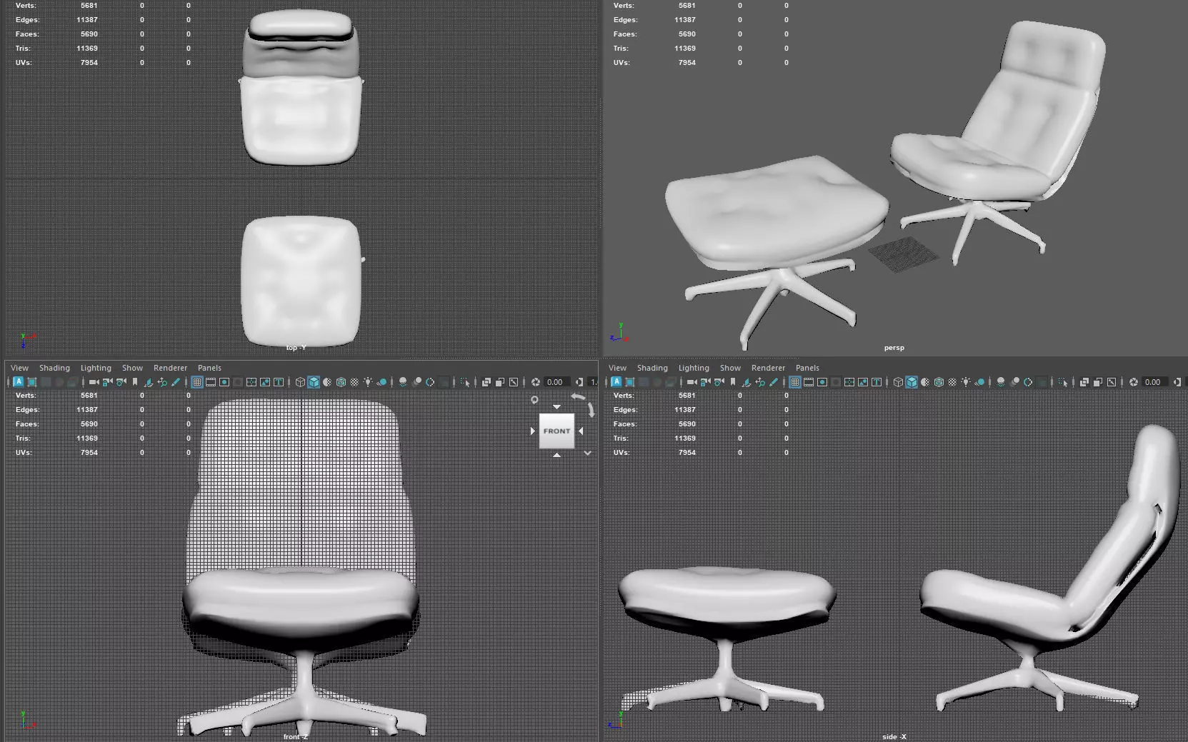 Elysium Luxe Swivel Lounge Ottoman  Low Poly Game Ready PBR  Low-poly 3D model_11