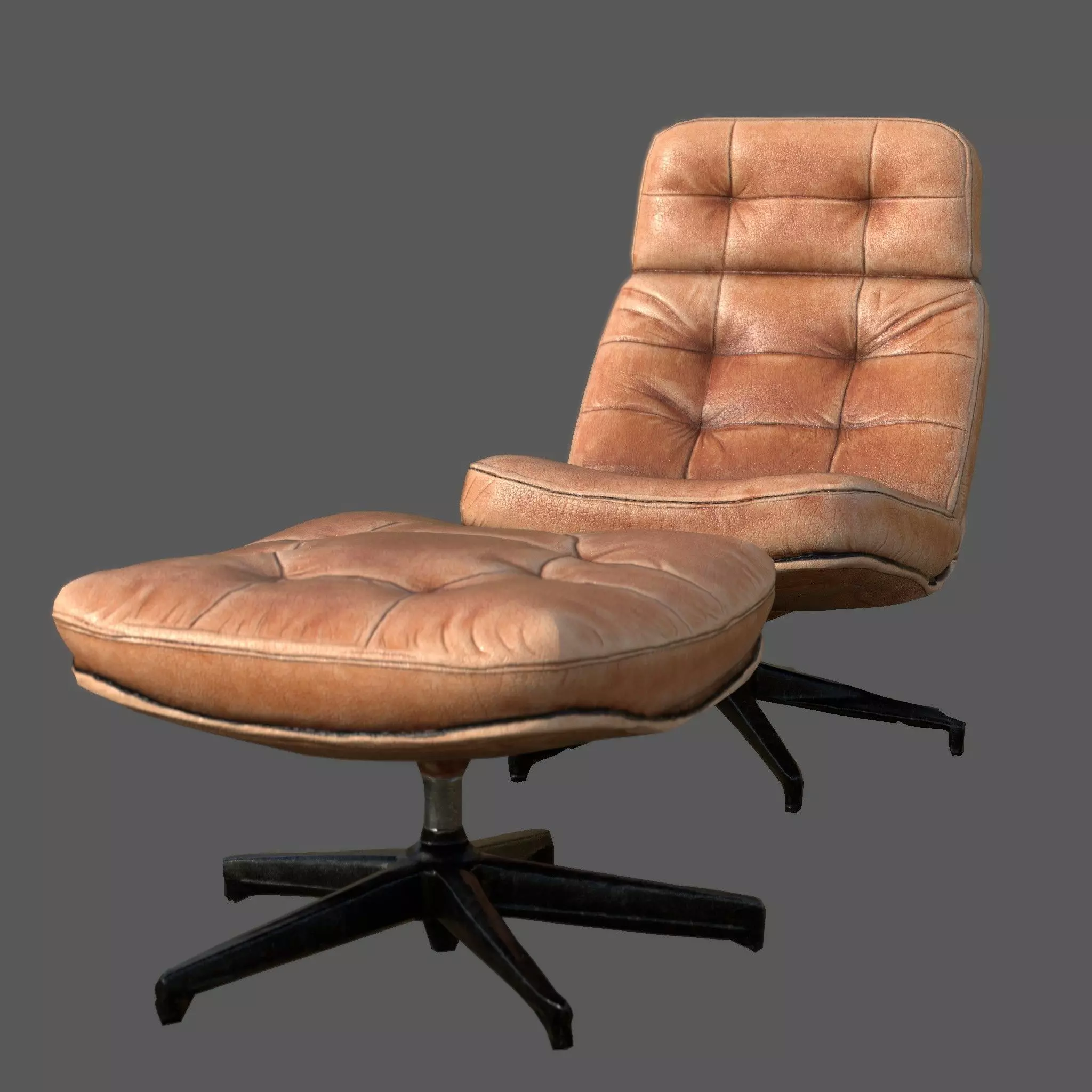 Elysium Luxe Swivel Lounge Ottoman  Low Poly Game Ready PBR  Low-poly 3D model_3