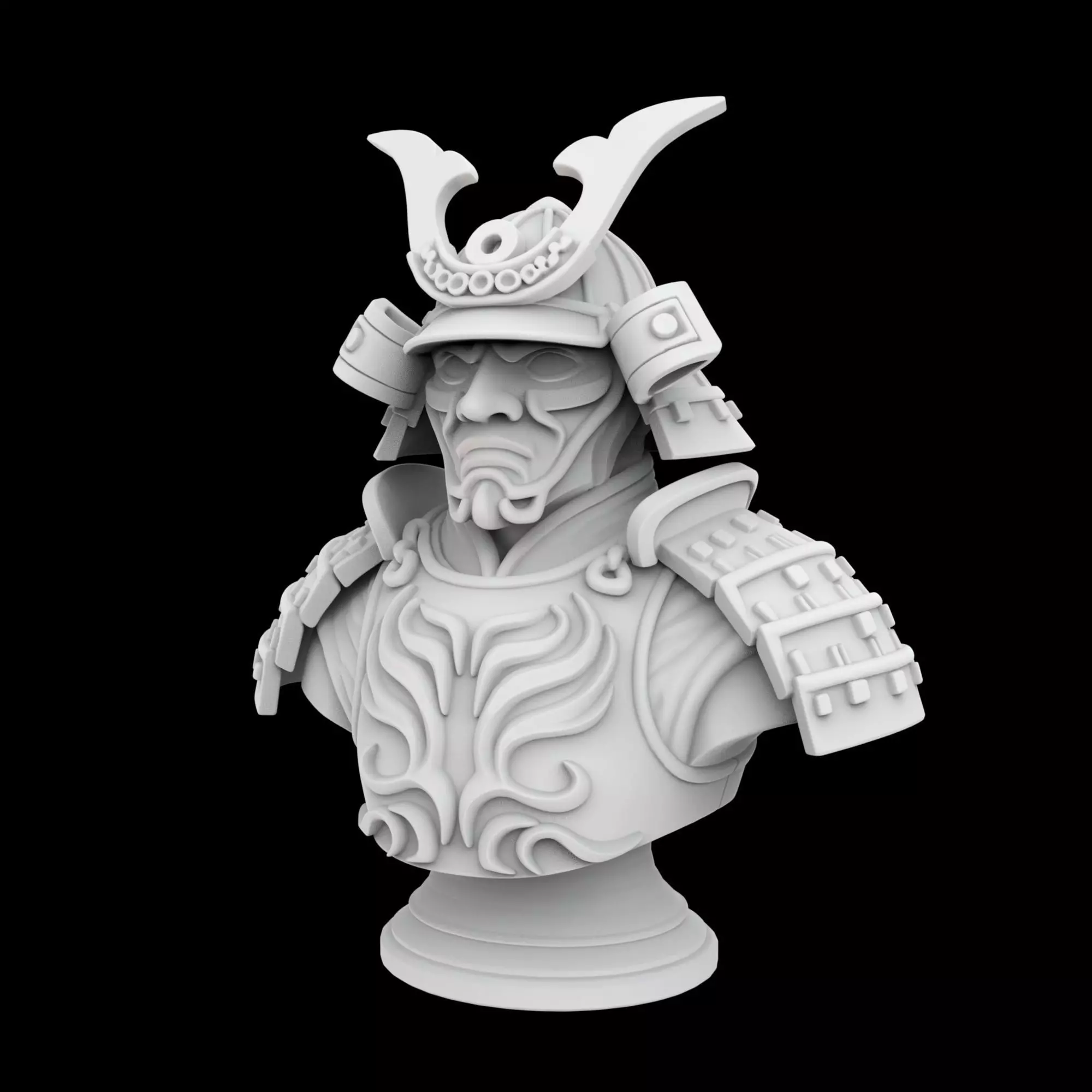 Warrior Samurai Bust 3D Print Model 3D print model_1