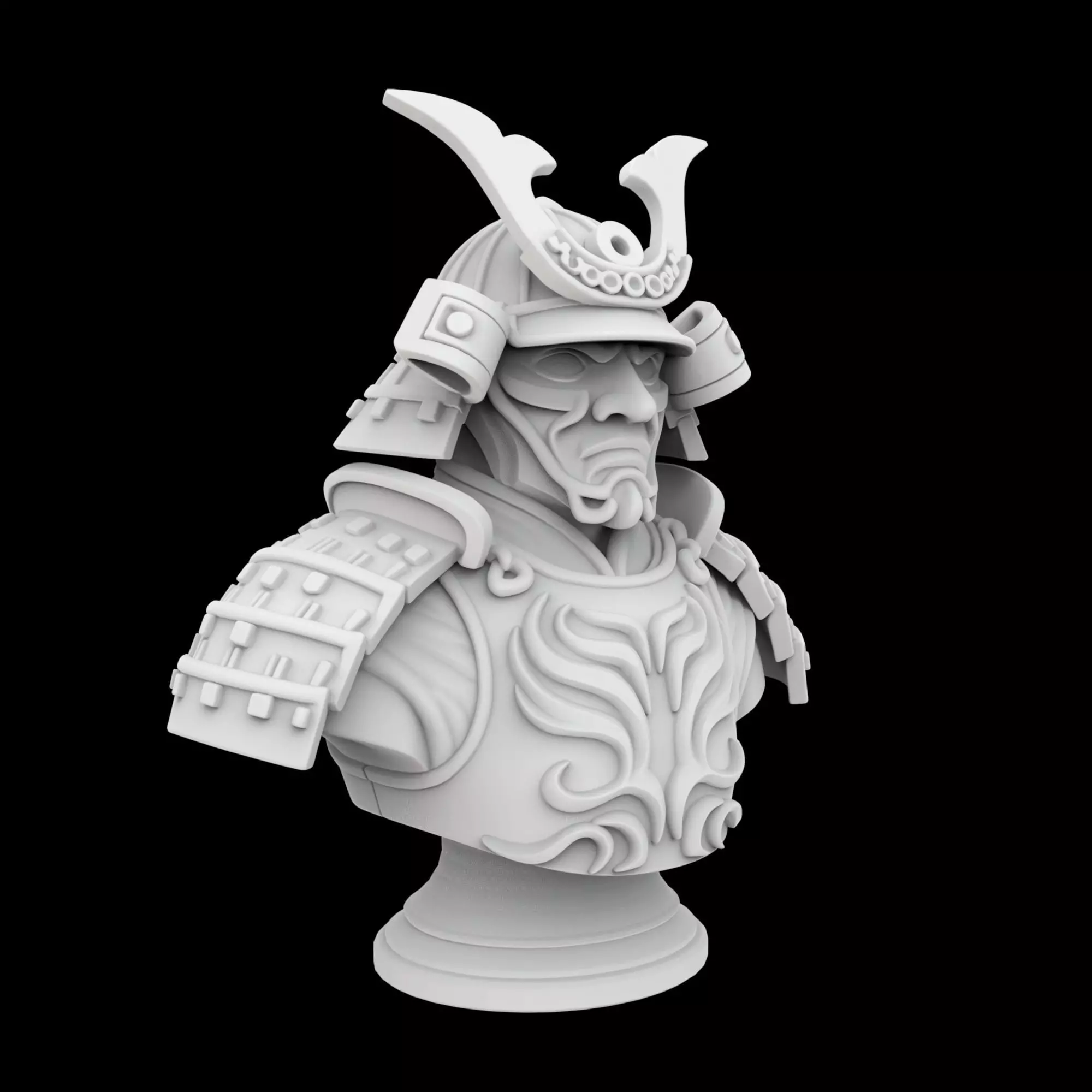Warrior Samurai Bust 3D Print Model 3D print model_6