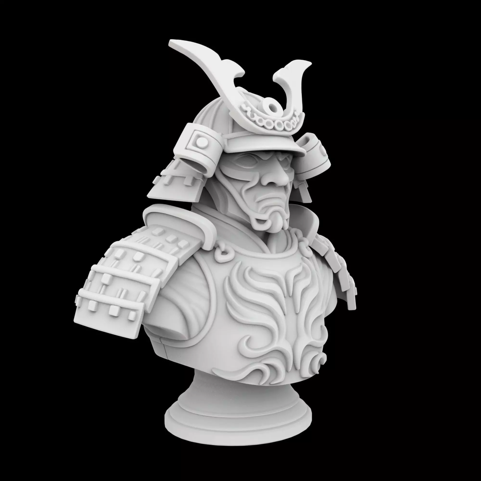 Warrior Samurai Bust 3D Print Model 3D print model_0