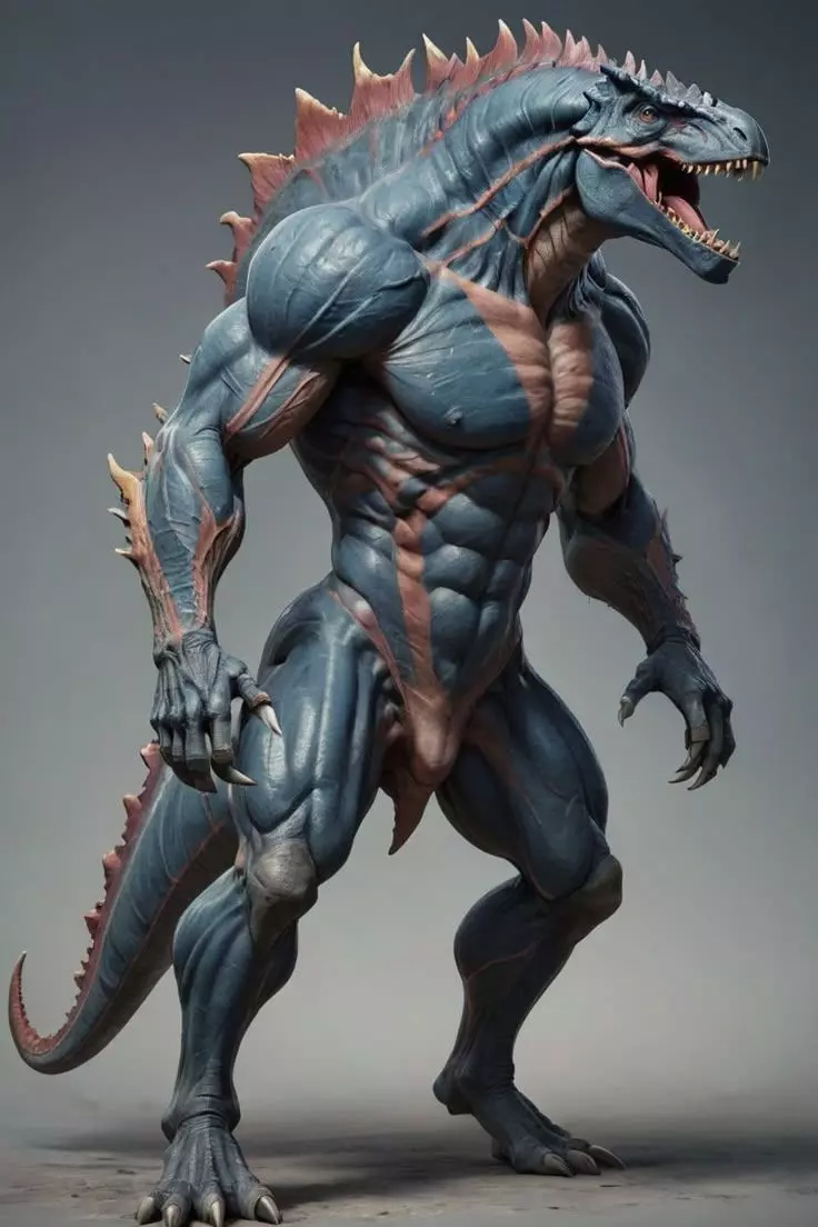 Primordial Kaiju Beast Muscular Dinosaur Hybrid 3D Low-poly 3D model