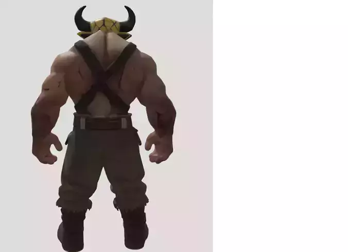 A scary brute man with a cow mask on