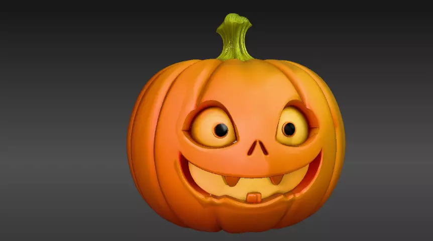 Cartoon Jack-O-Lantern 3D Model Cute Pumpkin Face Pumpkin 3D print model_3