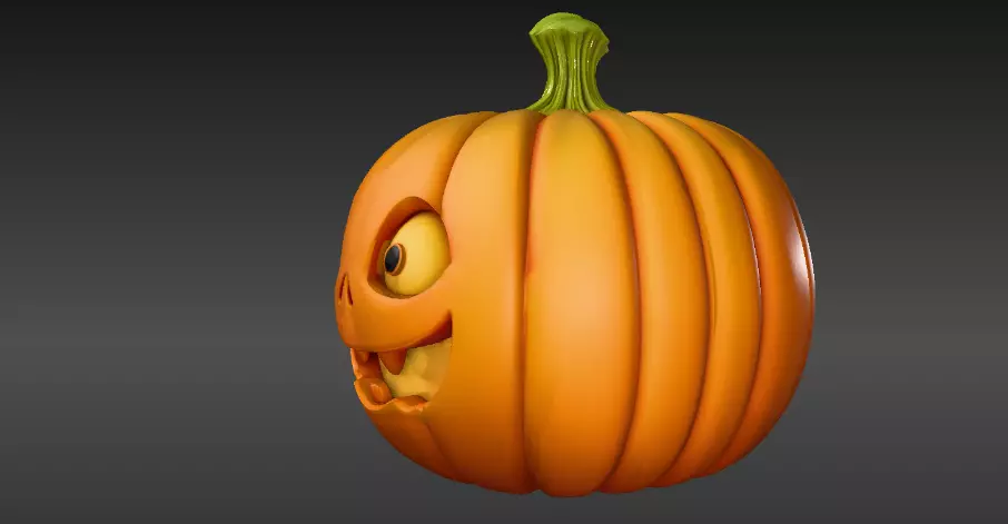 Cartoon Jack-O-Lantern 3D Model Cute Pumpkin Face Pumpkin 3D print model_11