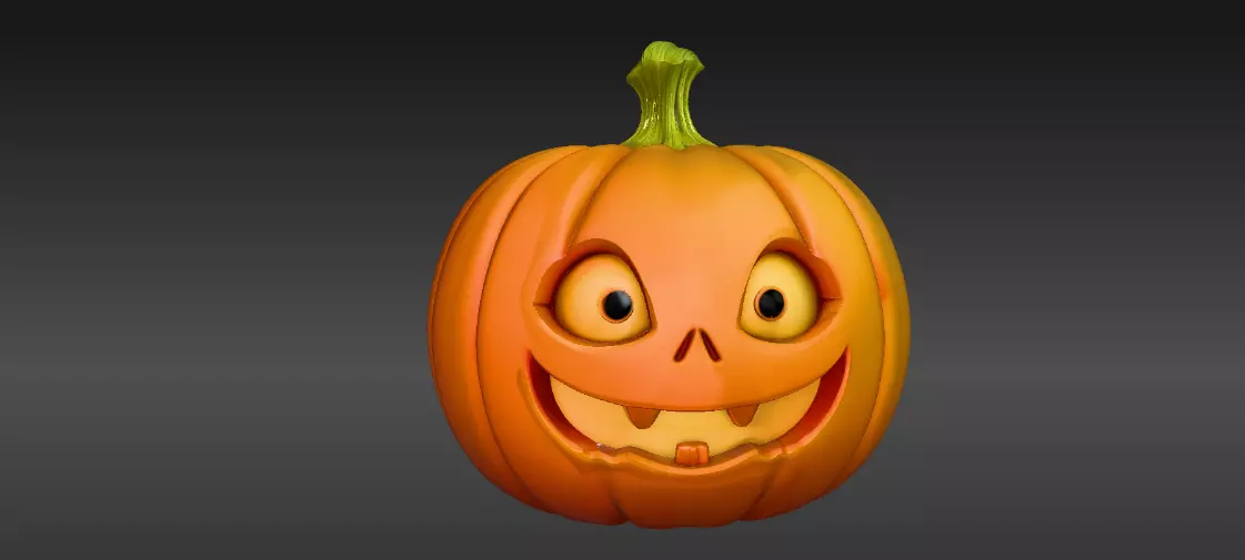 Cartoon Jack-O-Lantern 3D Model Cute Pumpkin Face Pumpkin 3D print model_0