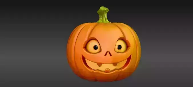Cartoon Jack-O-Lantern 3D Model Cute Pumpkin Face Pumpkin 3D print model