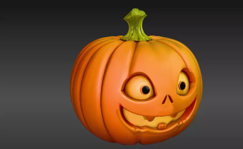 Cartoon Jack-O-Lantern 3D Model Cute Pumpkin Face Pumpkin 3D print model_9