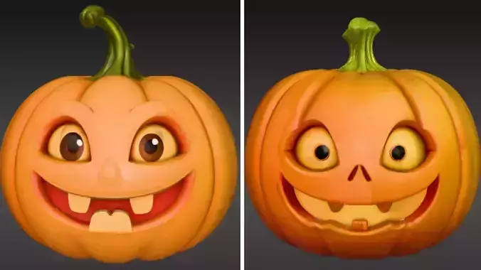 Cartoon Jack-O-Lantern 3D Model Halloween Two Model Pack 3D model