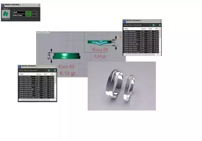 Wedding Band Set STL 3DM 3D jewelry ring model cr0020