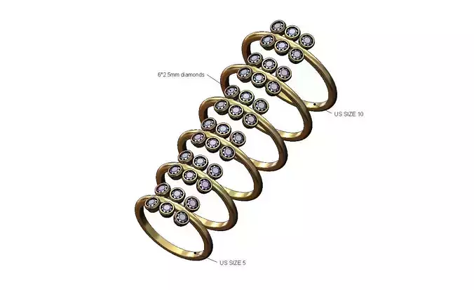 Dainty six bezel setttings diamond fashion band US sizes 5to10