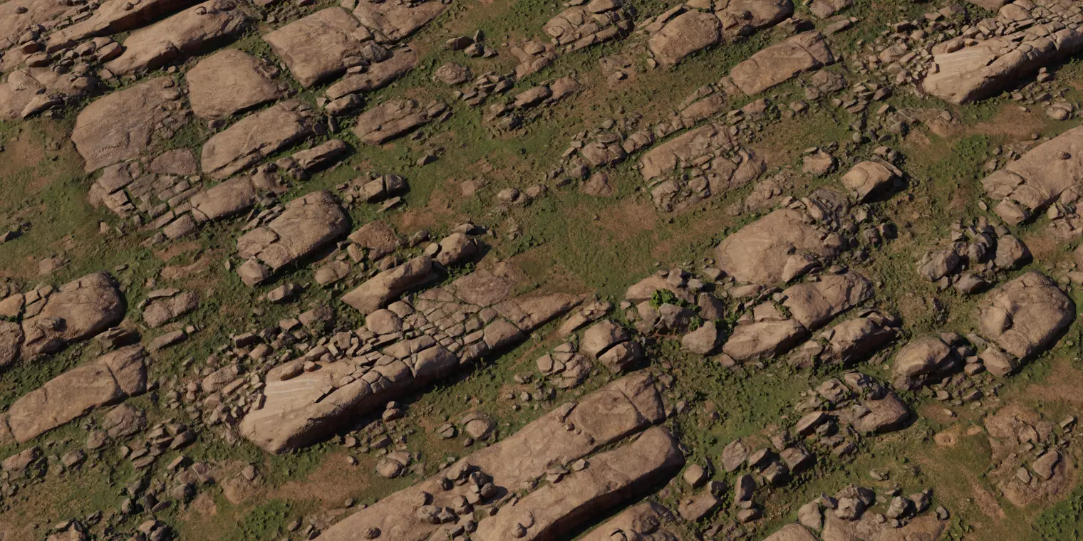 Rocky Plateau With Grass Strips Texture_3