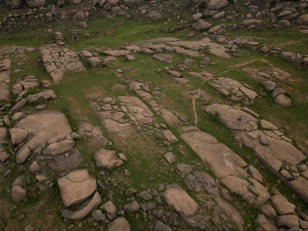 Rocky Plateau With Grass Strips Texture_2