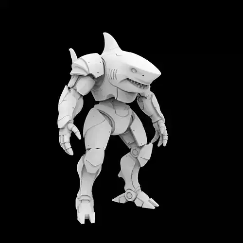 Mechanical Shark Warrior 3D Print Model