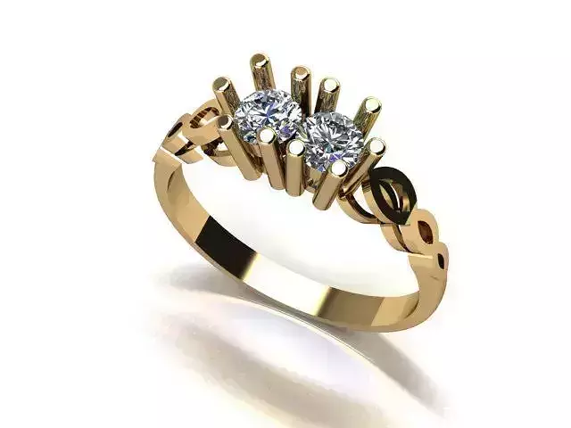 2 Stone Mono Solitaire wedding Ring