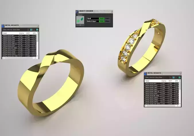 Wedding Rings Set STL 3DM 3D jewelry model cr0022