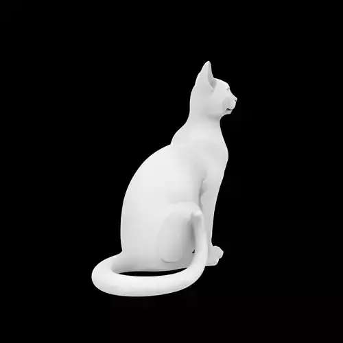 Sitting Cat with Swirling Tail 3D Print Model