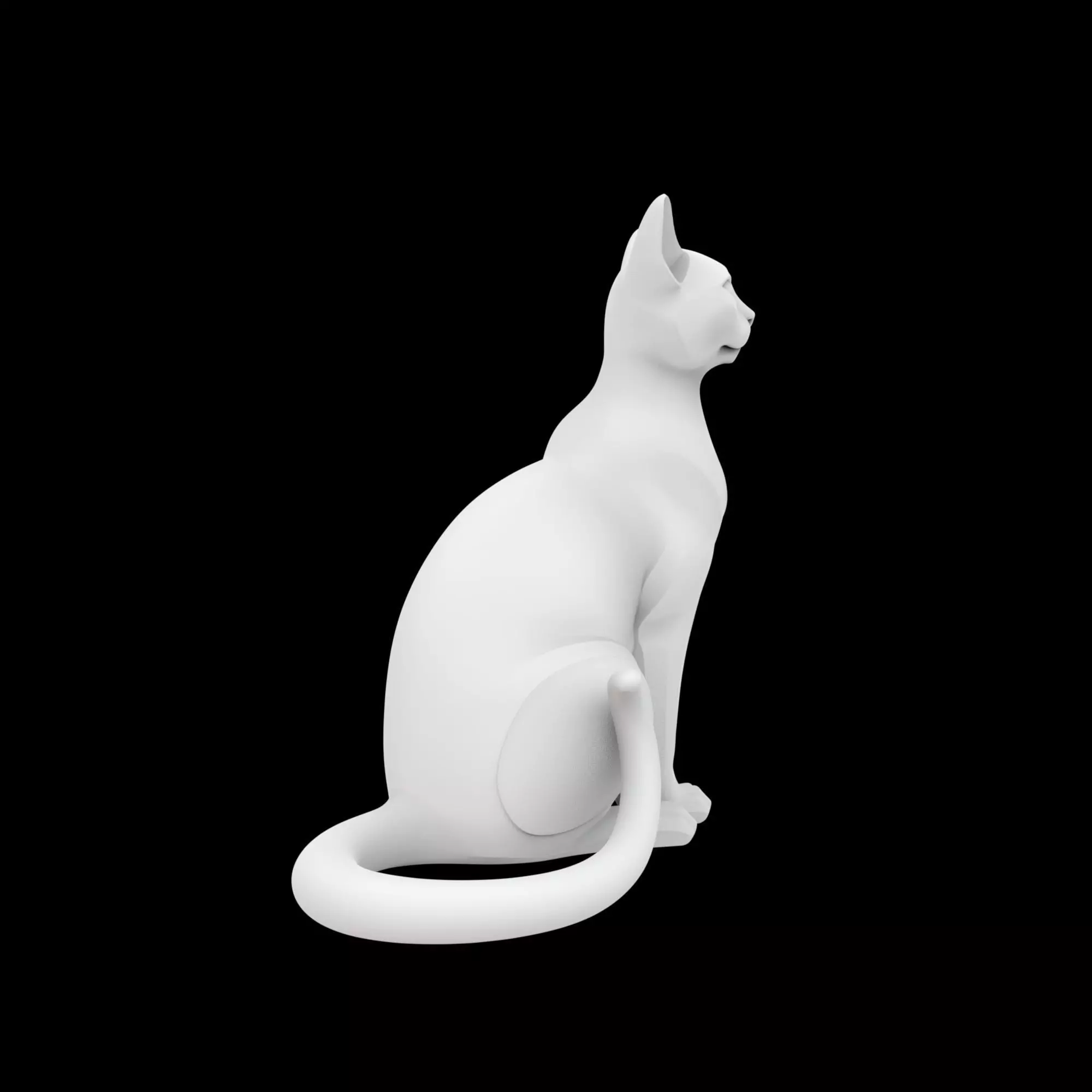 Sitting Cat with Swirling Tail 3D Print Model 3D print model