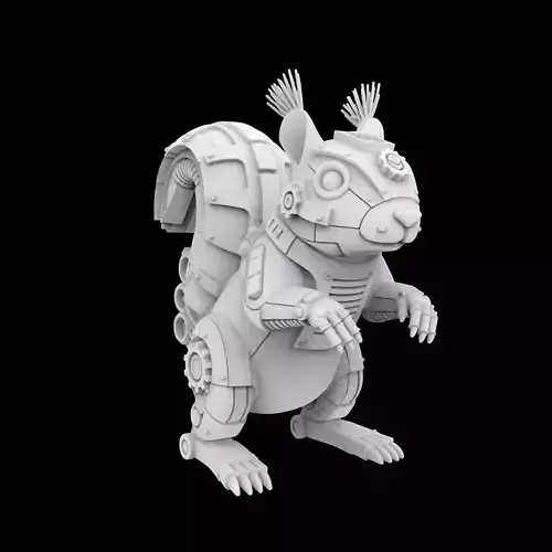 Steampunk Squirrel with Gear Tail 3D Print Model