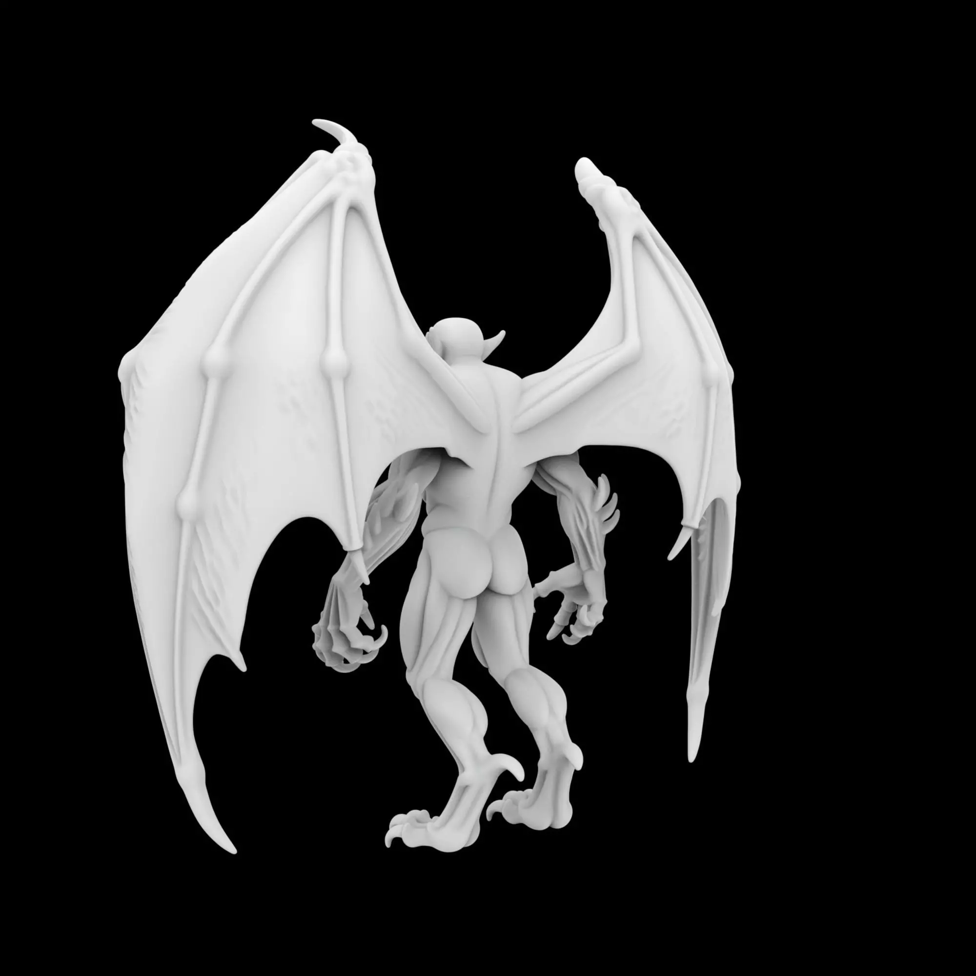 Winged Demon with Bat-Like Wings 3D Print Model 3D print model_3