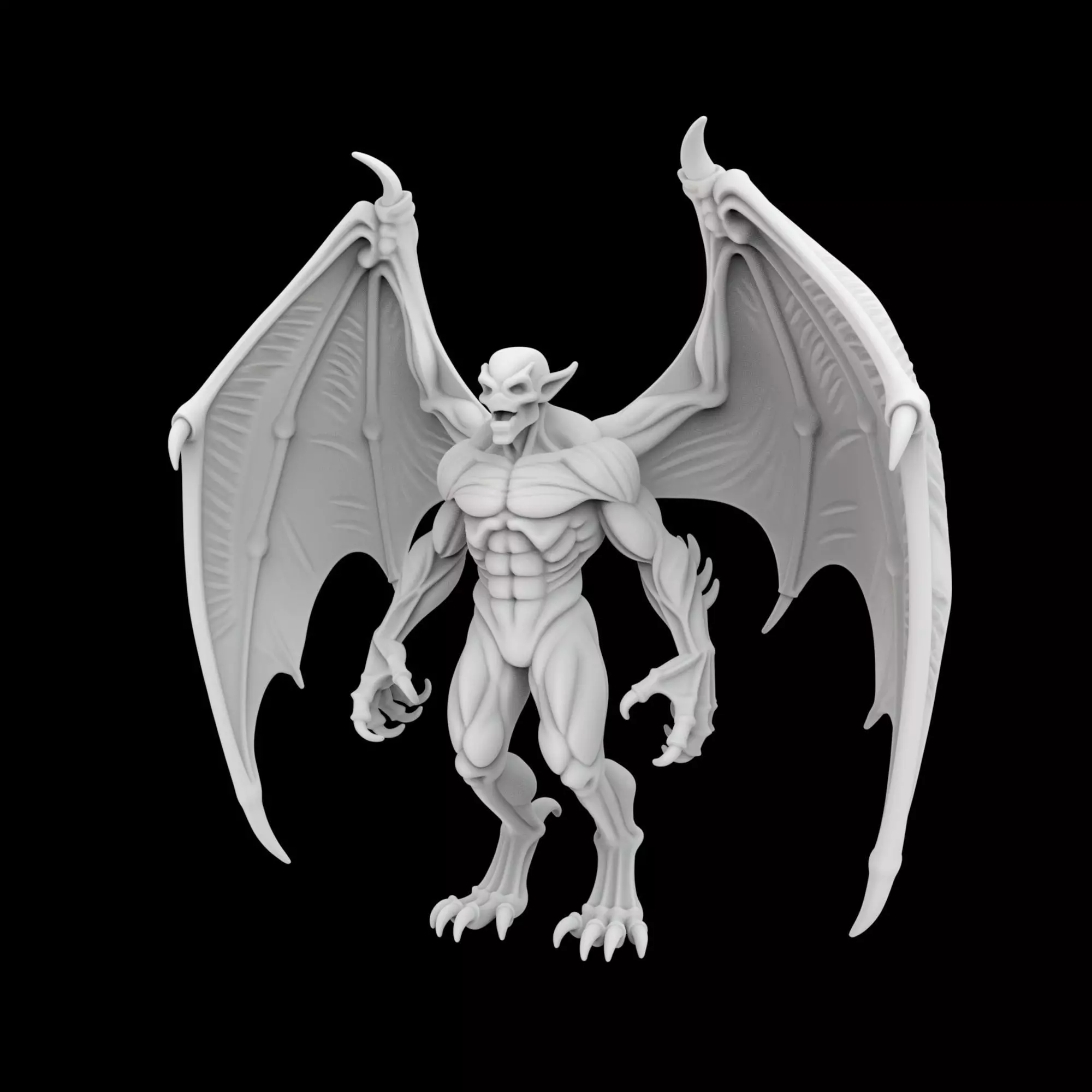 Winged Demon with Bat-Like Wings 3D Print Model 3D print model_1