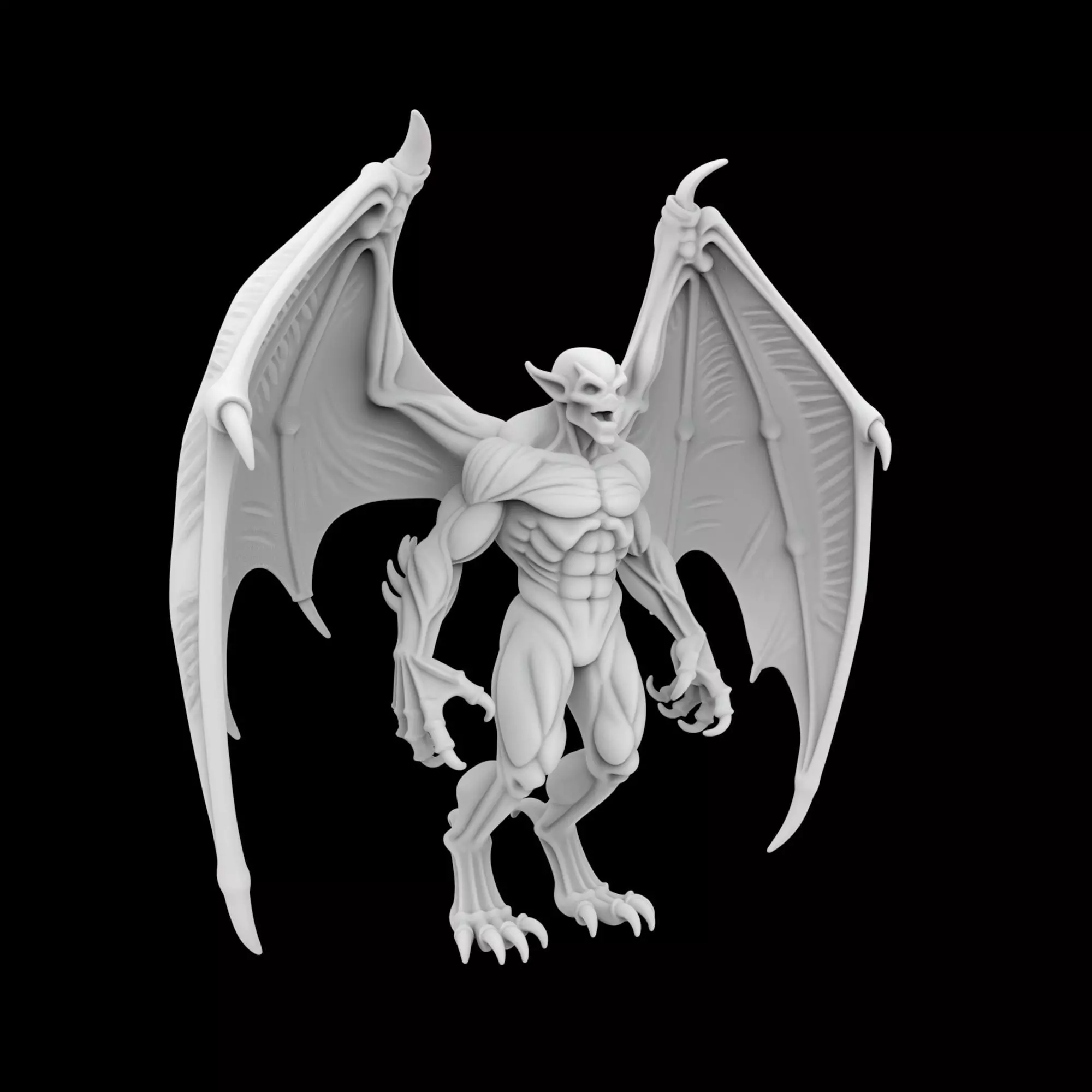 Winged Demon with Bat-Like Wings 3D Print Model 3D print model_6