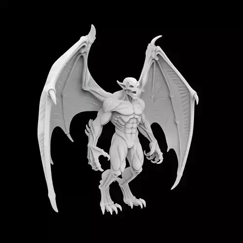Winged Demon with Bat-Like Wings 3D Print Model
