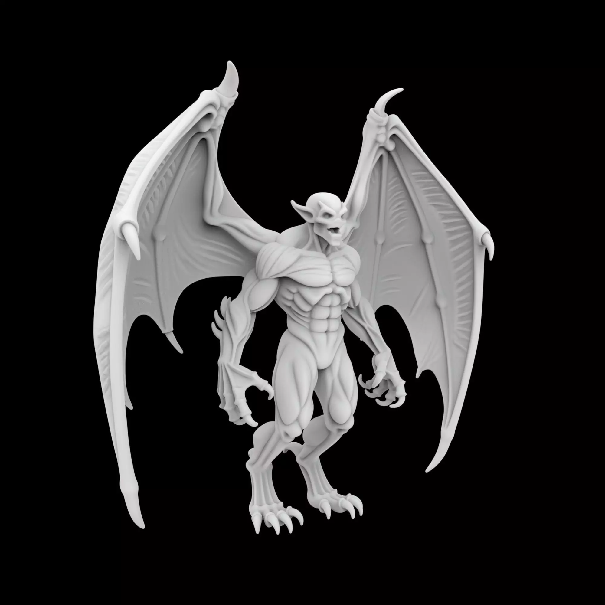 Winged Demon with Bat-Like Wings 3D Print Model 3D print model_0