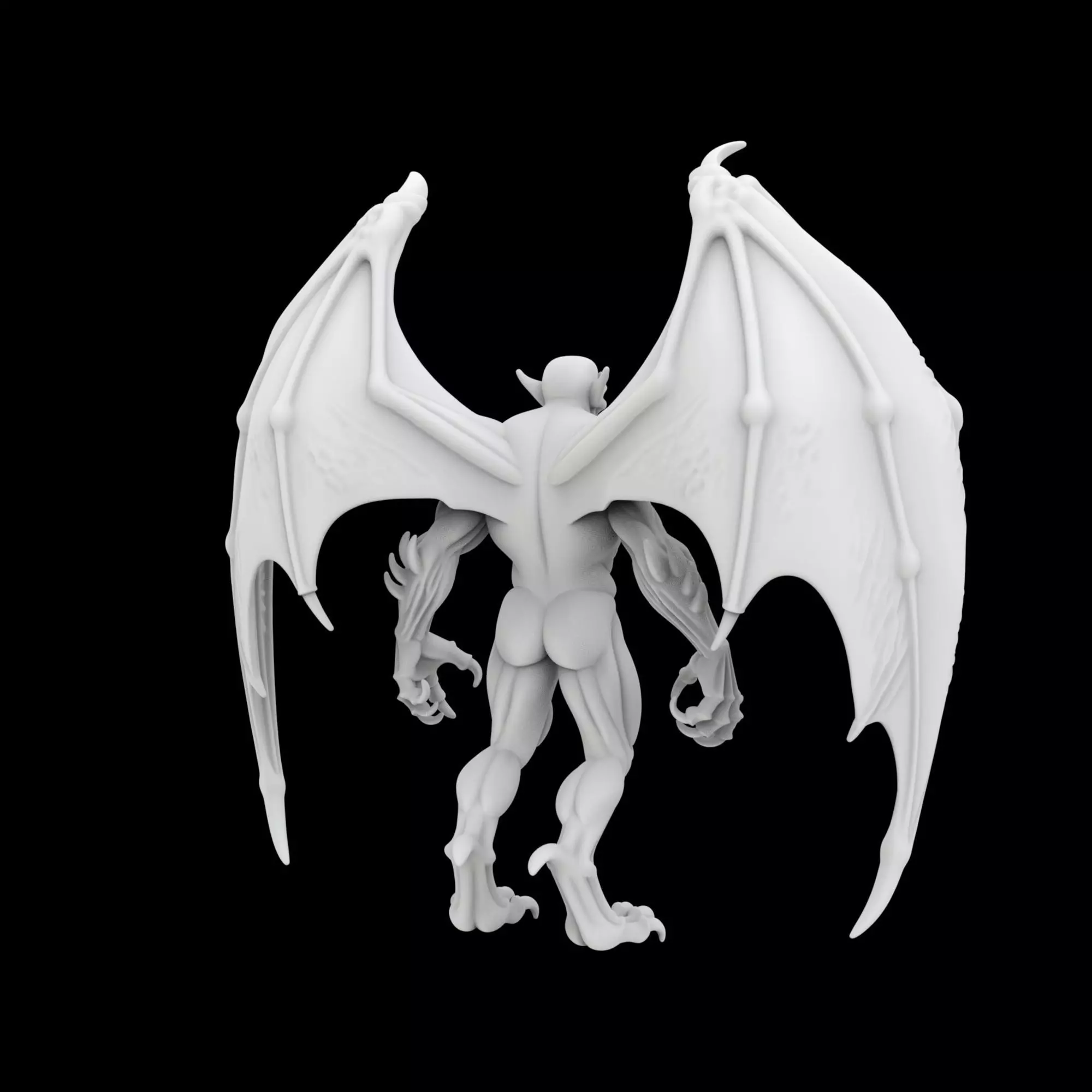 Winged Demon with Bat-Like Wings 3D Print Model 3D print model_4