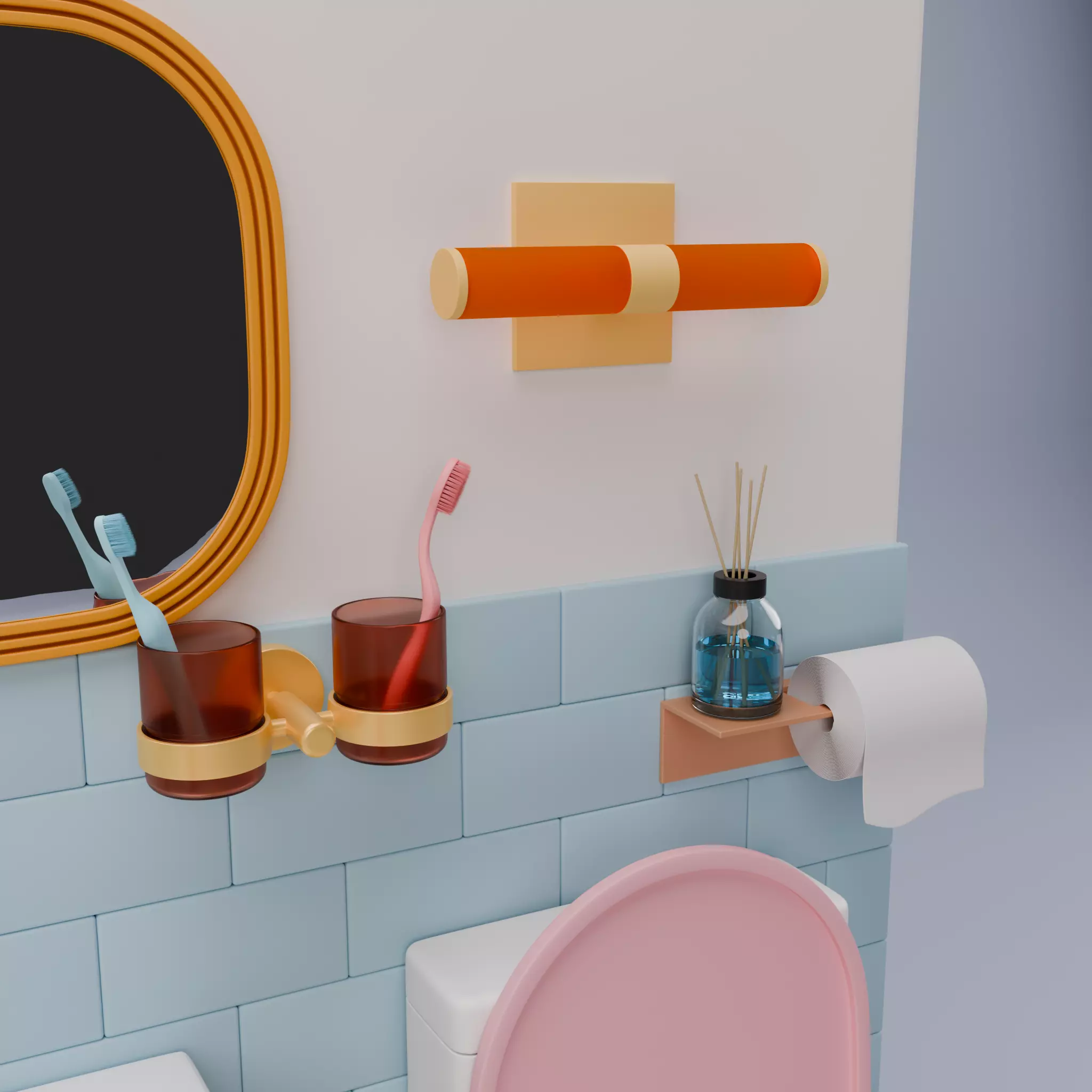 Isometric Bathroom Duo Low-poly 3D model_16