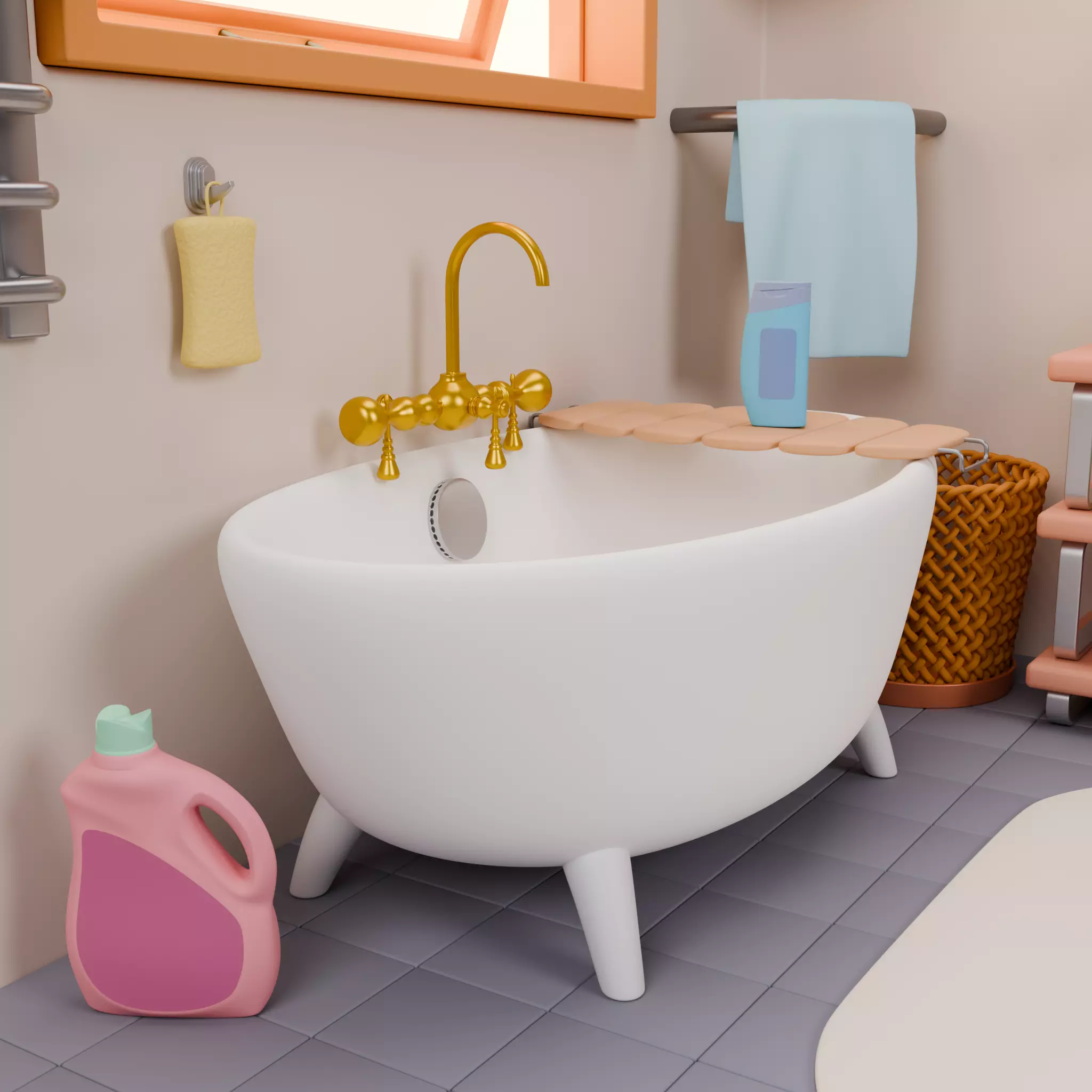 Isometric Bathroom Duo Low-poly 3D model_27